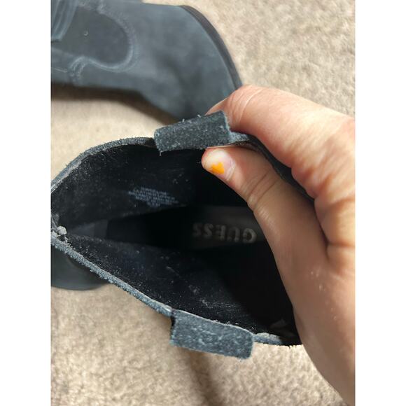 Women’s size 6.5M Guess Seline Black Leather Fringe Booties Cowgirl Heeled Boots - Picture 8 of 8